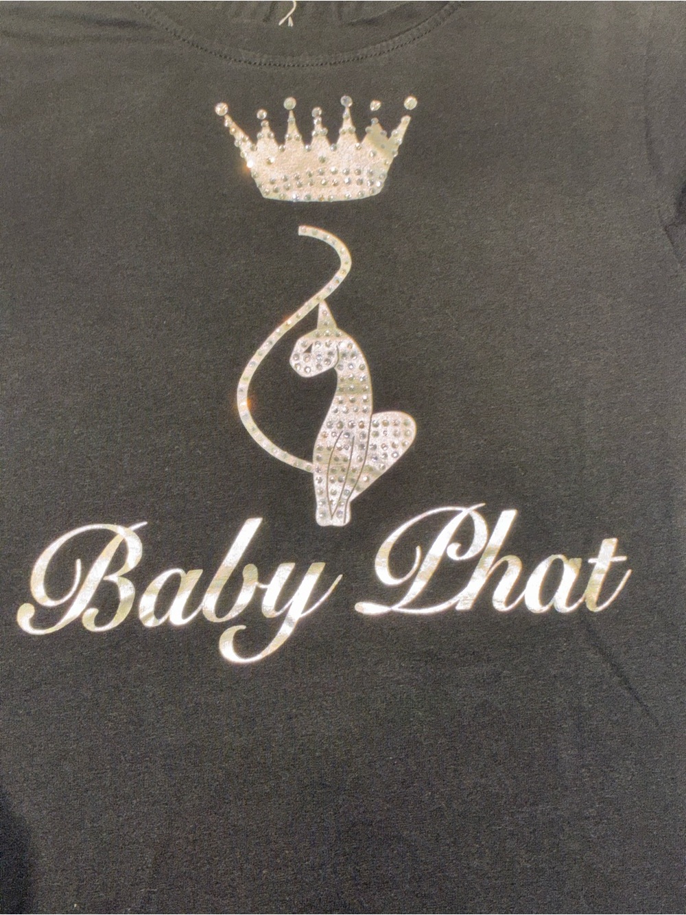 Baby Phat Black Tee with Silver Rhinestone Logo